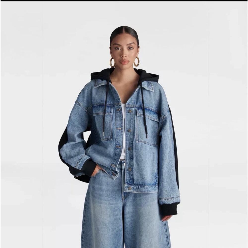 KBB by KAHLANA ‘The Denim and Fleece Hoodie' Womens Size 2XL Oversized-New